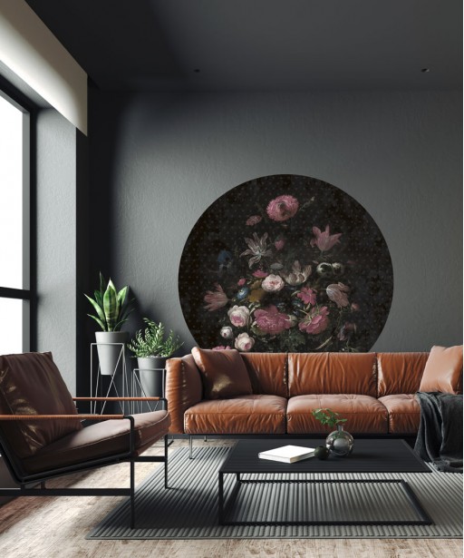 Circle wallpaper "peel&stick" Flemish flowers foto tapeta