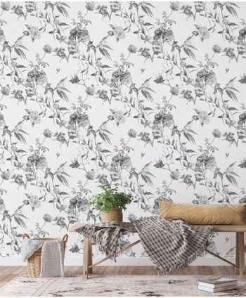 Wallpaper Grey floral pattern