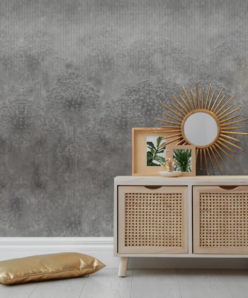 Wallpaper Botanical pattern (grey) foto tapeta